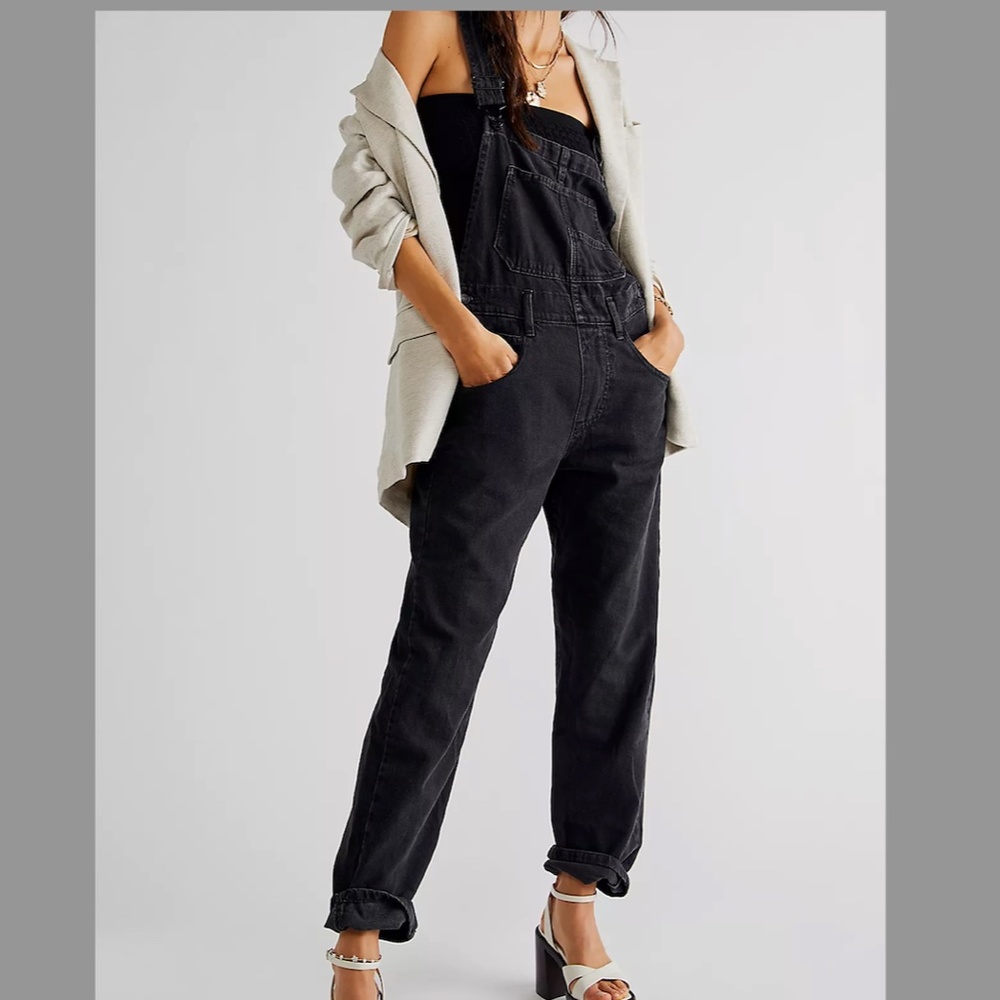 FREE PEOPLE Ziggy Overalls - Faded Black - Sz. M